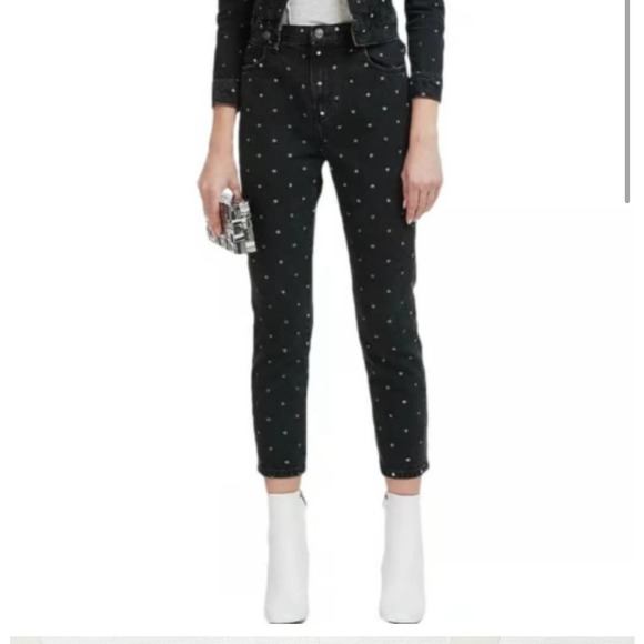 CURRENT ELLIOTT THE VINTAGE CROP SLIM JEANS POLKA DOT WOMEN SIZE 26 - Picture 1 of 12